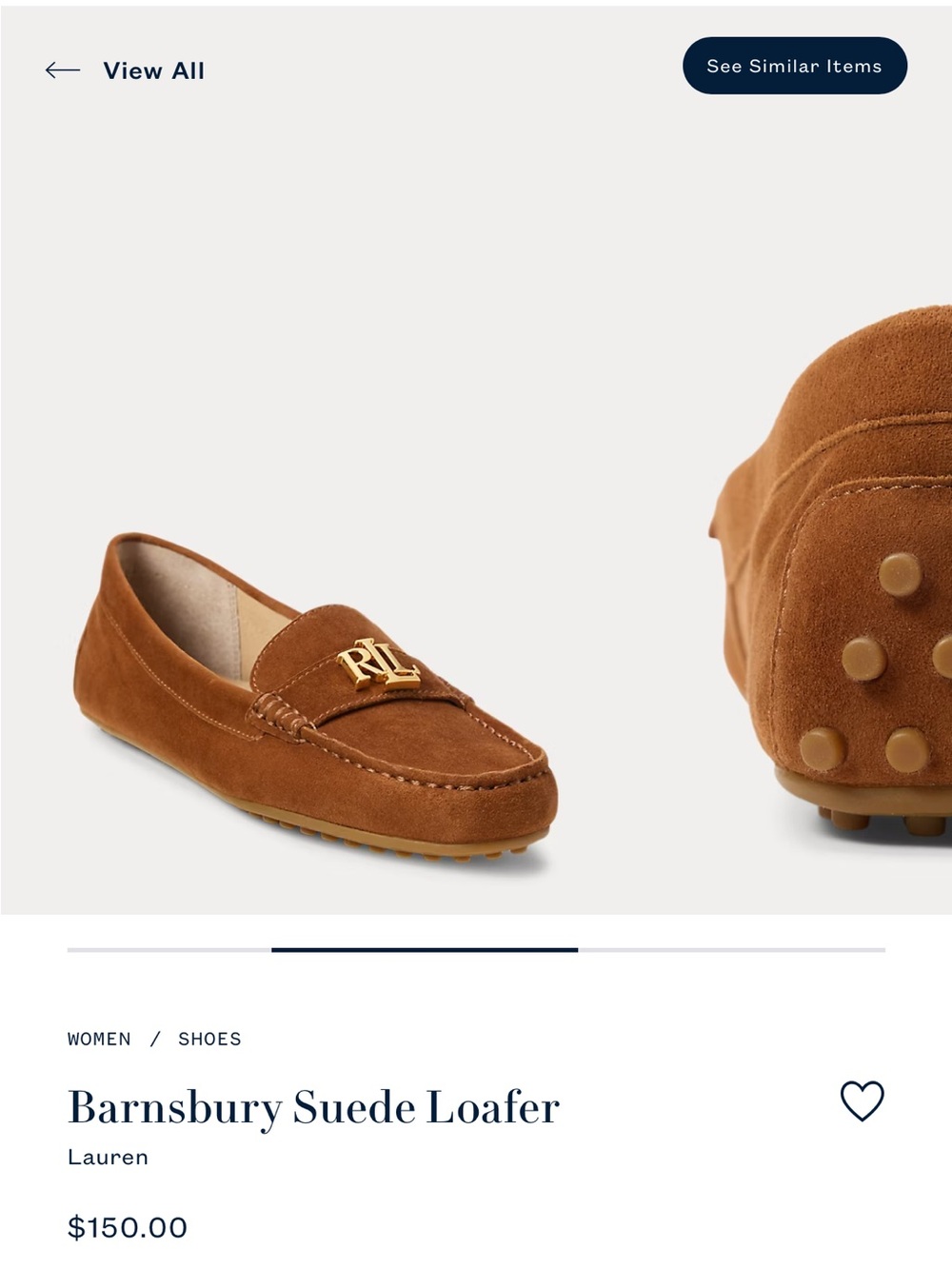 Ralph Lauren Brown Suede Loafers with Gold RLL Hardware - Picture 3 of 6